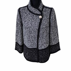 Karl Lagerfeld Paris Black & White Knit Jacket Cardigan XS